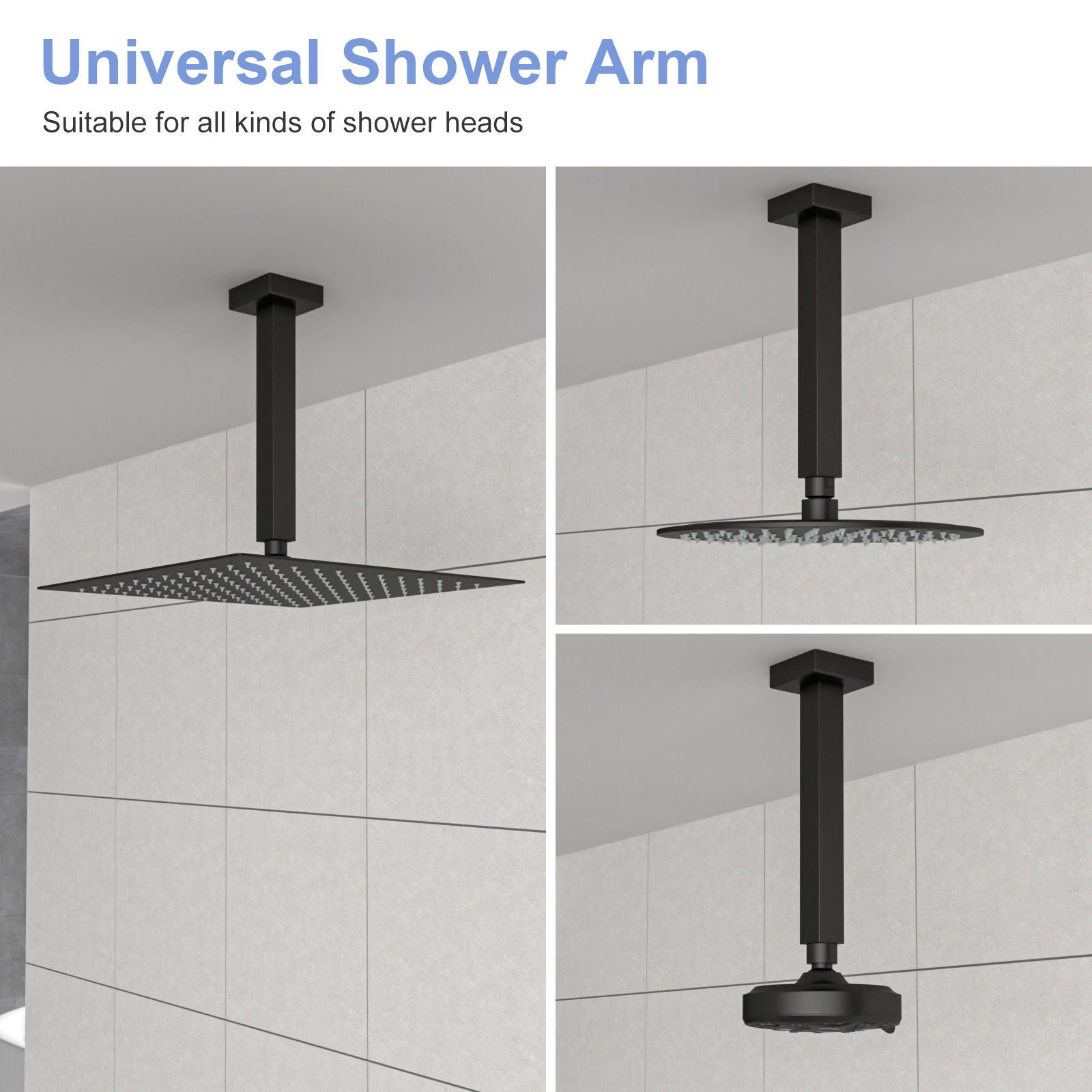Premium 8" Ceiling Mounted Shower Arm With Flange by HouseOfZazla