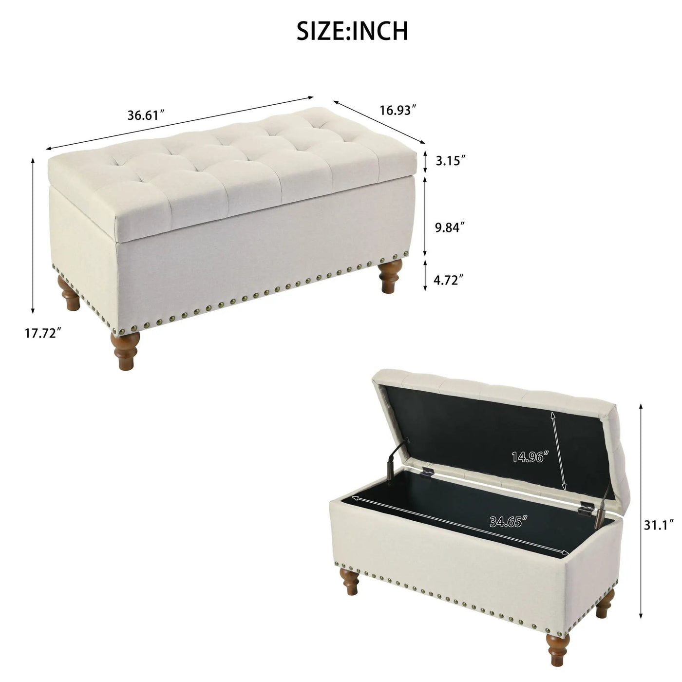 Upholstered Ottoman With Storage And Rivet Trim by Unique Piece Furniture