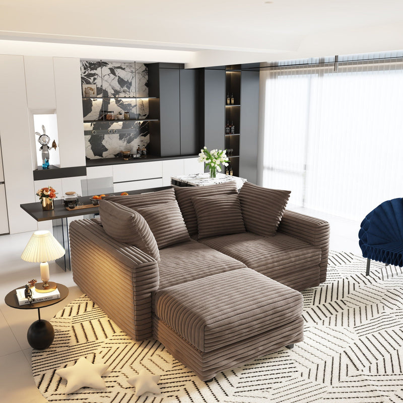 Deep Seat Convertible Sofa With Soft Pillows And Ottomans by HouseOfZazla