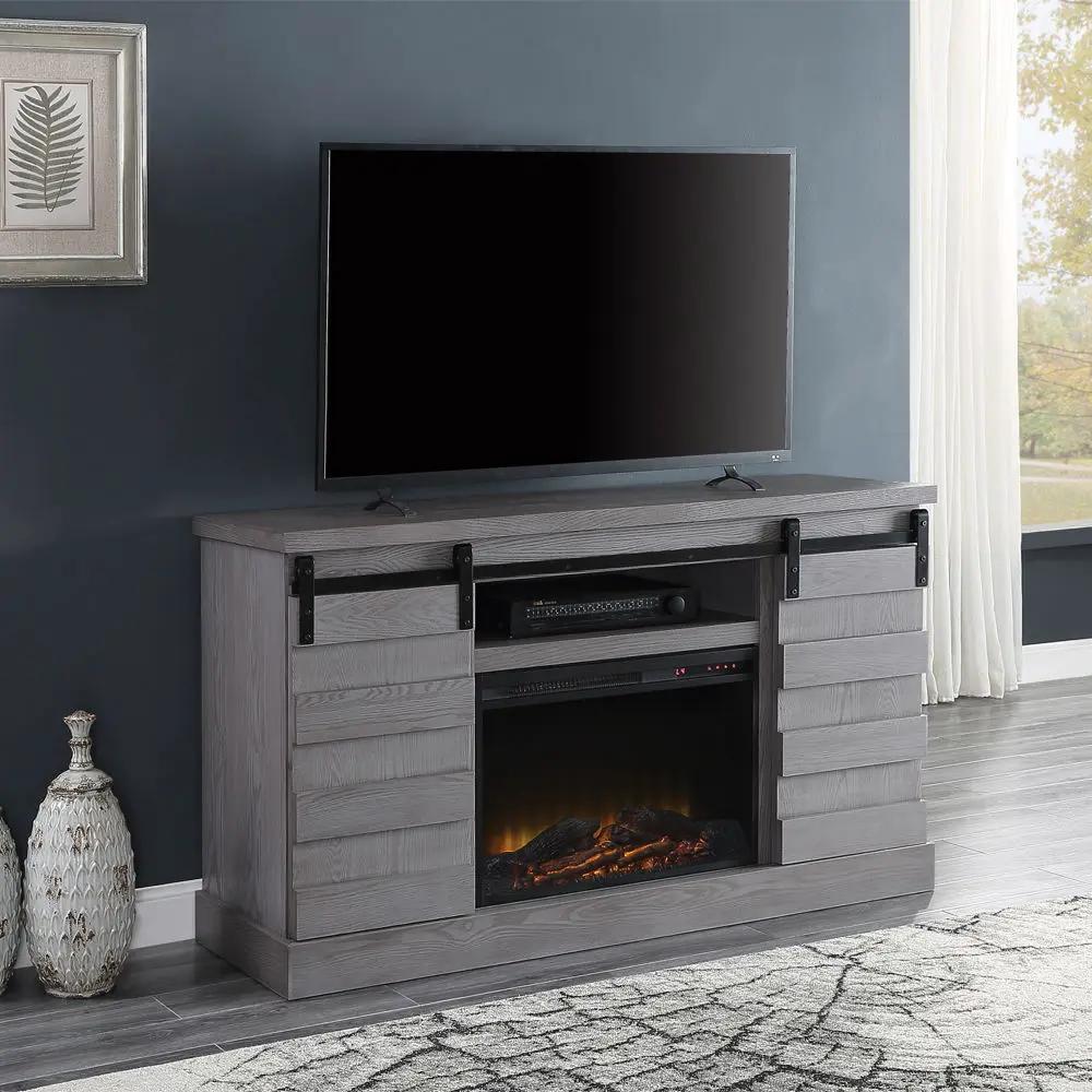 Amrita - TV Stand With Fireplace - Gray Oak by Unique Piece Furniture