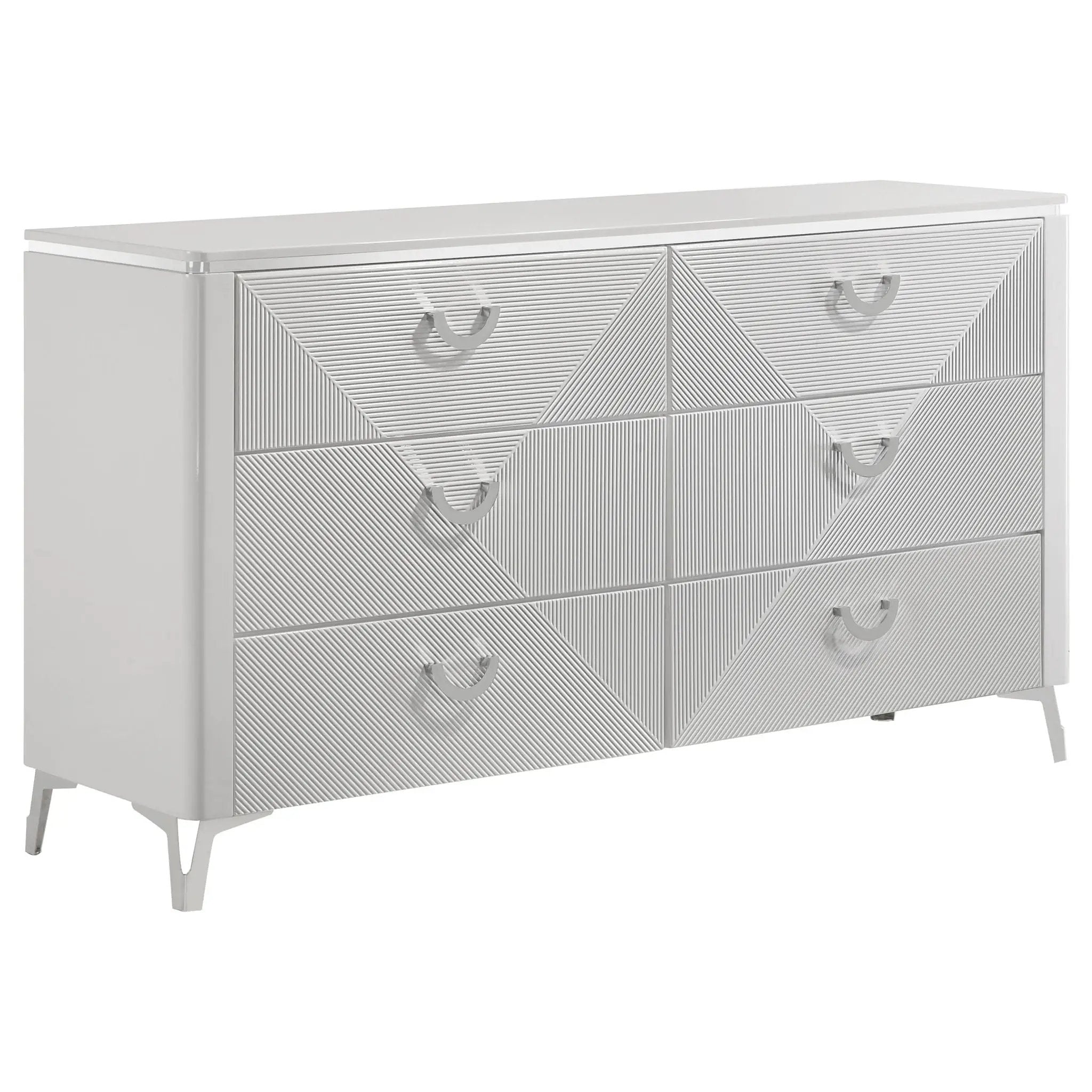 Cassia 6-drawer Bedroom Dresser Cabinet White High Gloss by Unique Piece Furniture