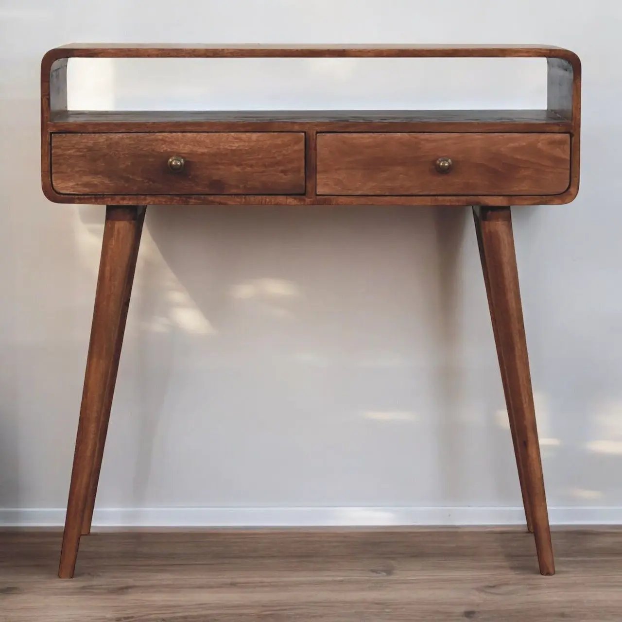 Solid Wood Curved Console Table by HouseOfZazla