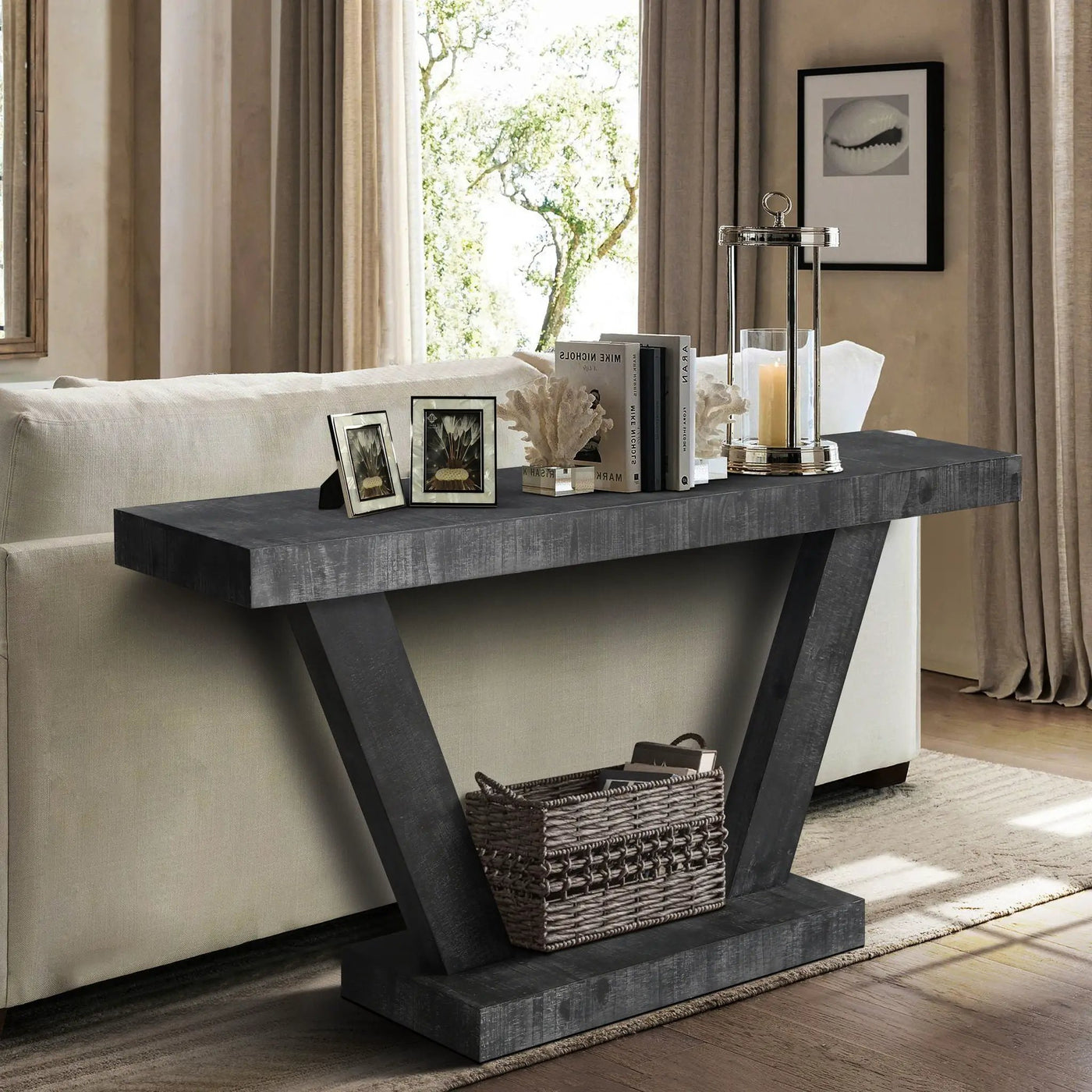 Vintage Distressed Wood Entryway Bench With 2 Tier Storage Cabinet by Unique Piece Furniture