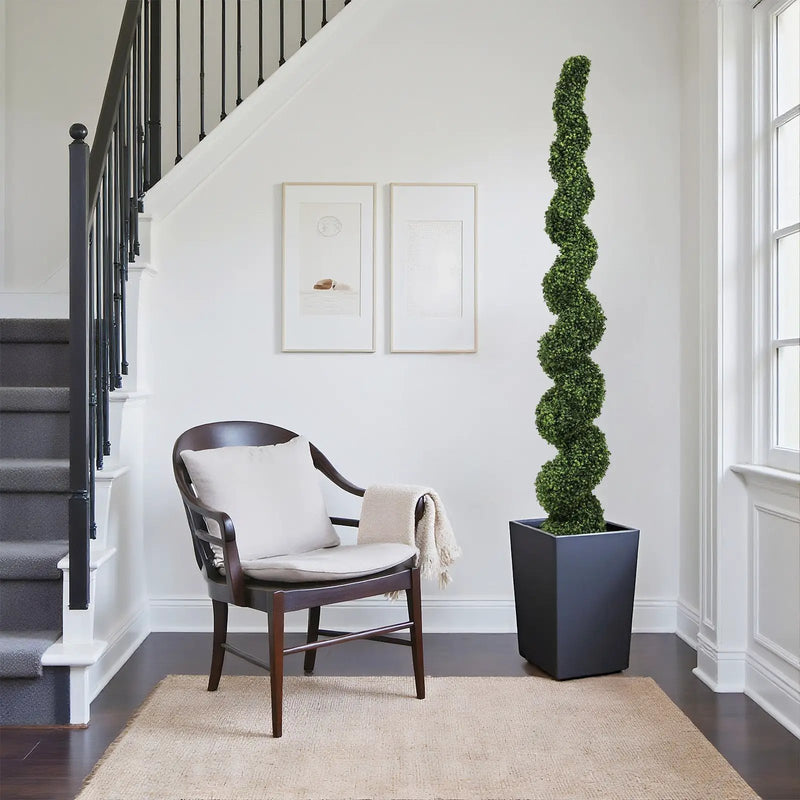 7FT Spiral Topiary Trees Artificial Outdoor Faux Boxwood Plants by HouseOfZazla