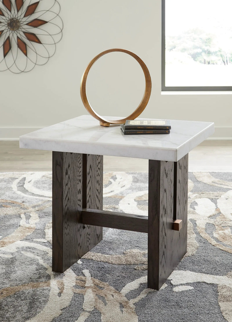 Burkhaus - Rectangular End Table - White / Dark Brown by Unique Piece Furniture