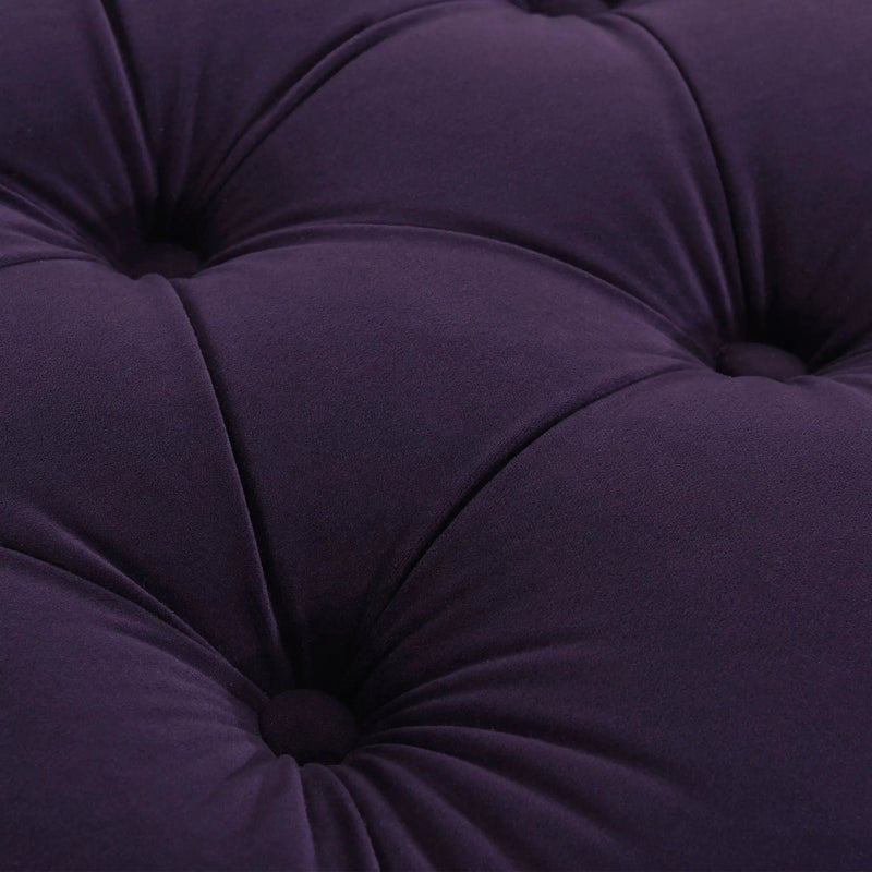 Dawn - Tufted Round Ottoman Nailhead Accents - Purple by HouseOfZazla