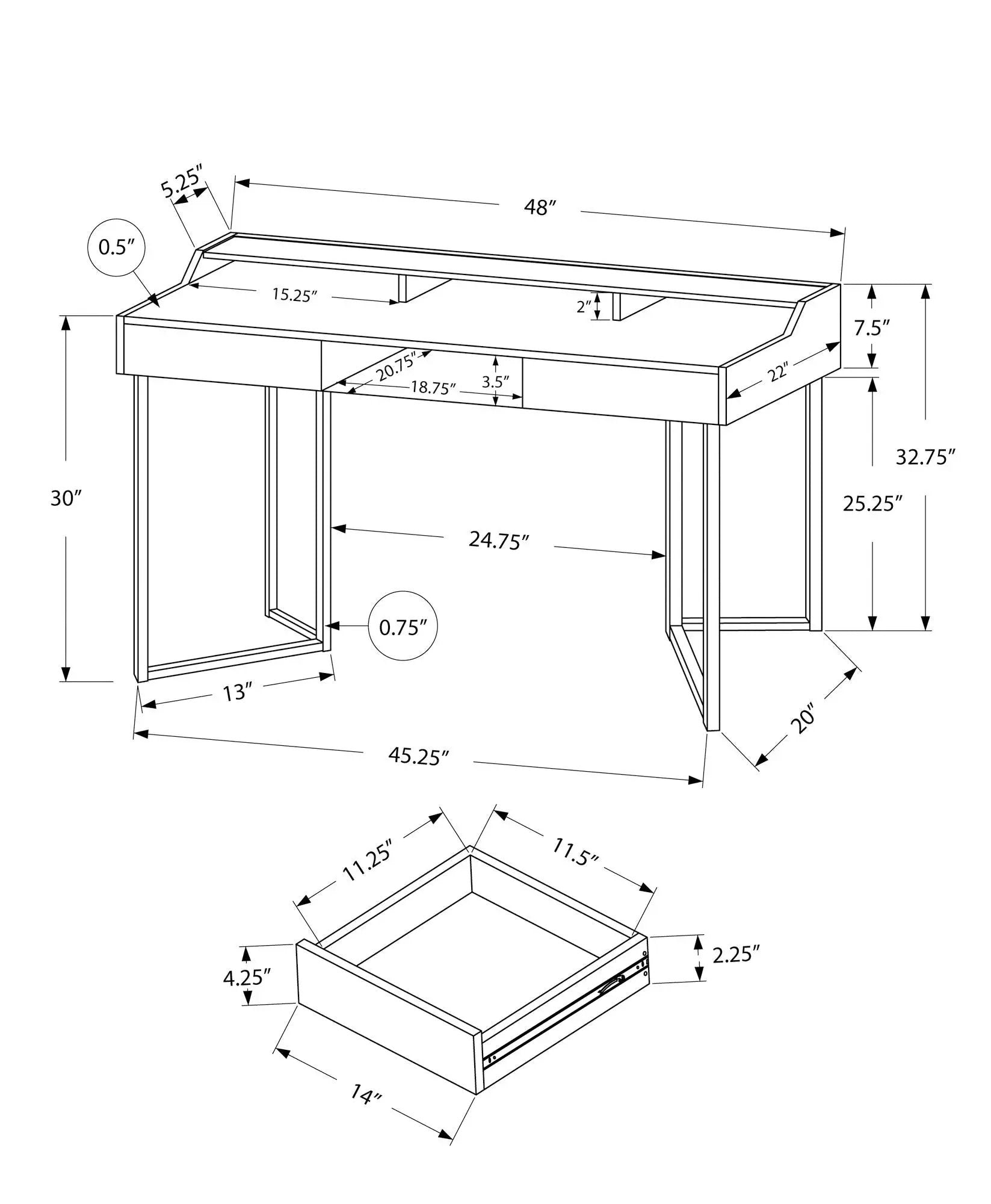 Computer Desk For Home Office, Ample Storage, Contemporary & Modern by Unique Piece Furniture