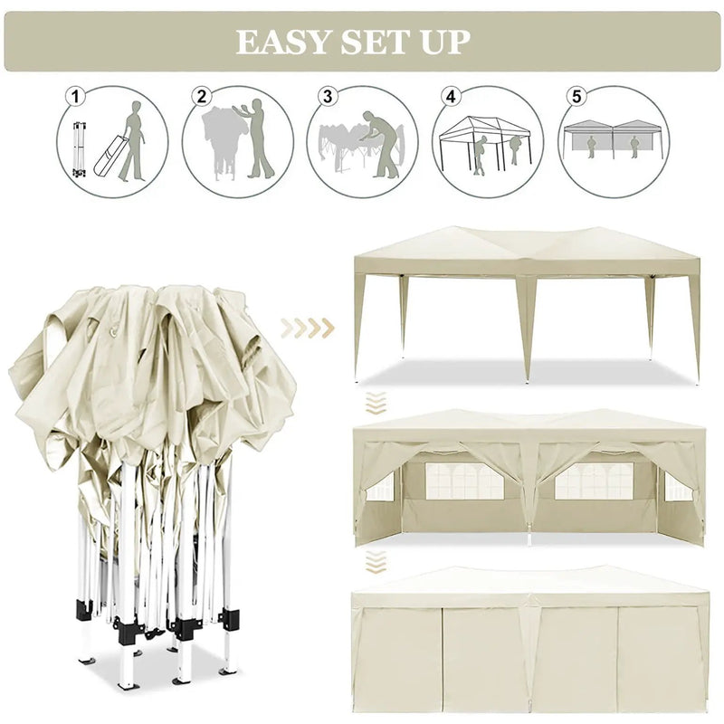 10'X20' Ez Pop Up Canopy Outdoor Portable Party Folding Tent With 6 Removable Sidewalls + Carry Bag + 4 Pieces Weight Bag by Unique Piece Furniture