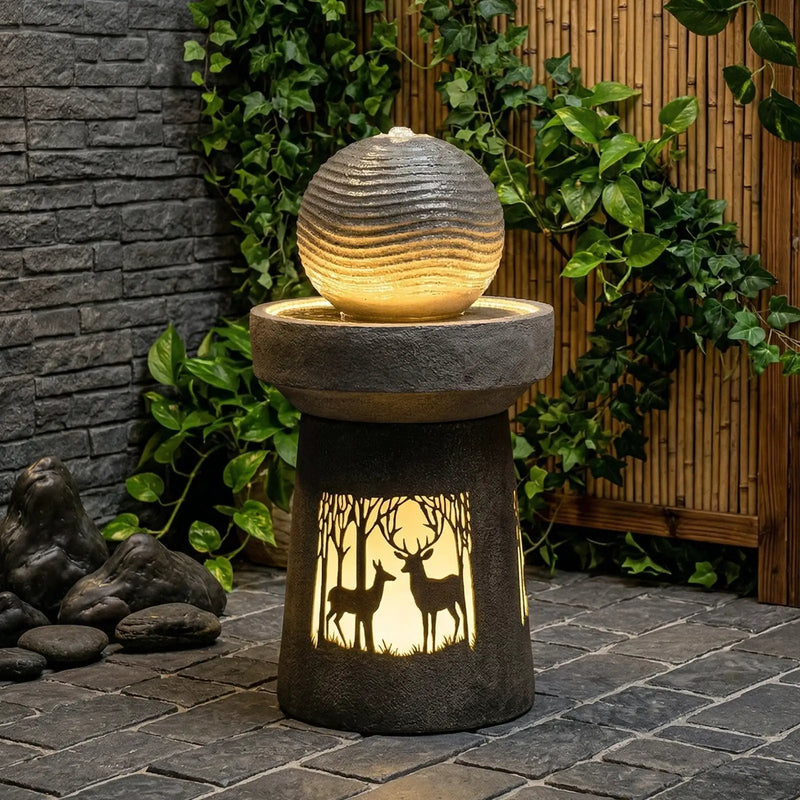 Outdoor Garden Lantern with Warm LED Light Deer Silhouette