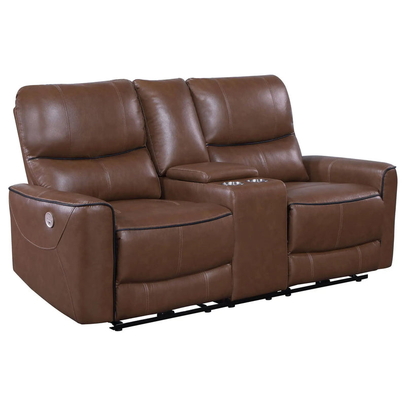 Greenfield 2-piece Power Reclining Sofa Set Saddle Brown by Unique Piece Furniture