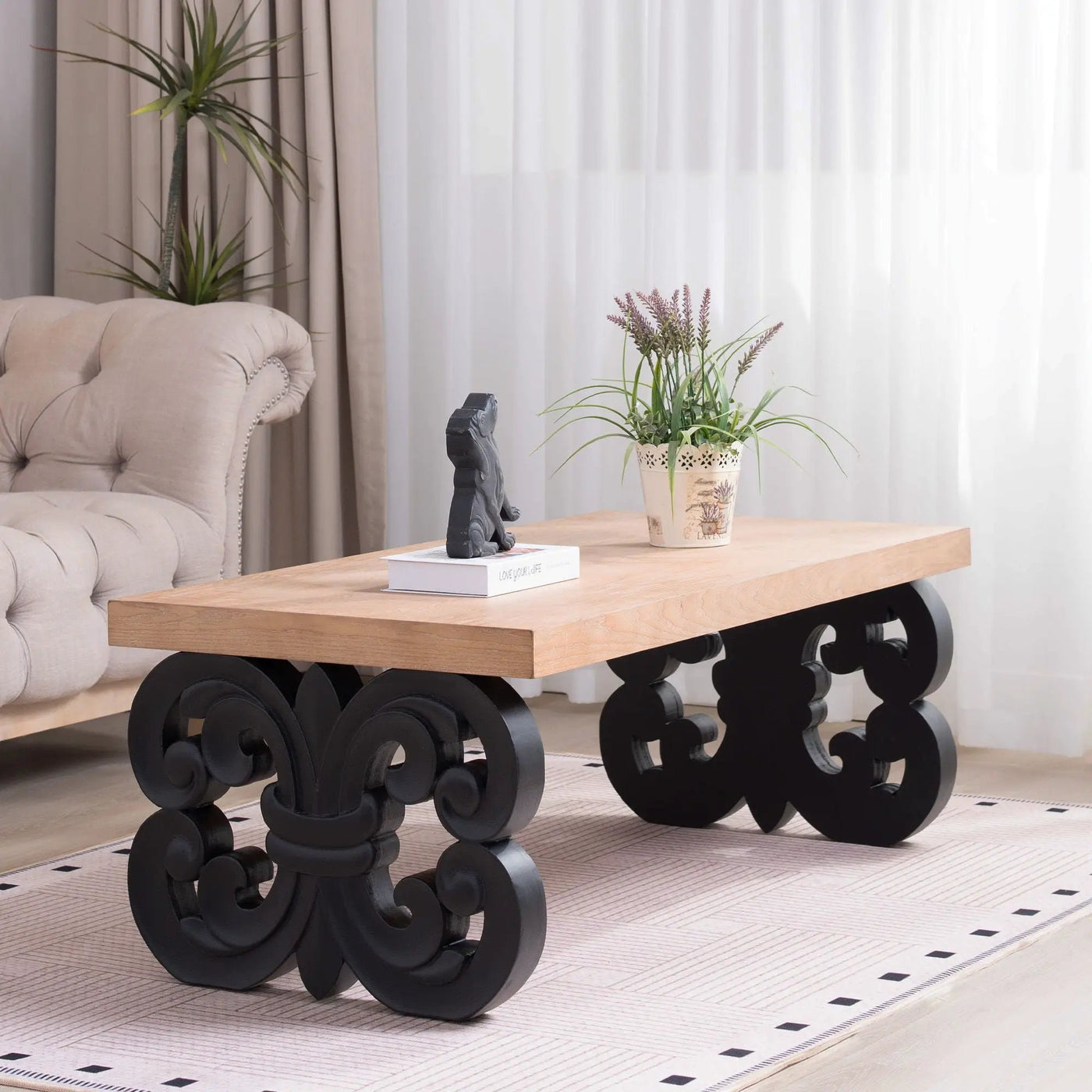 Ornate Scroll Base Coffee Table by Unique Piece Furniture