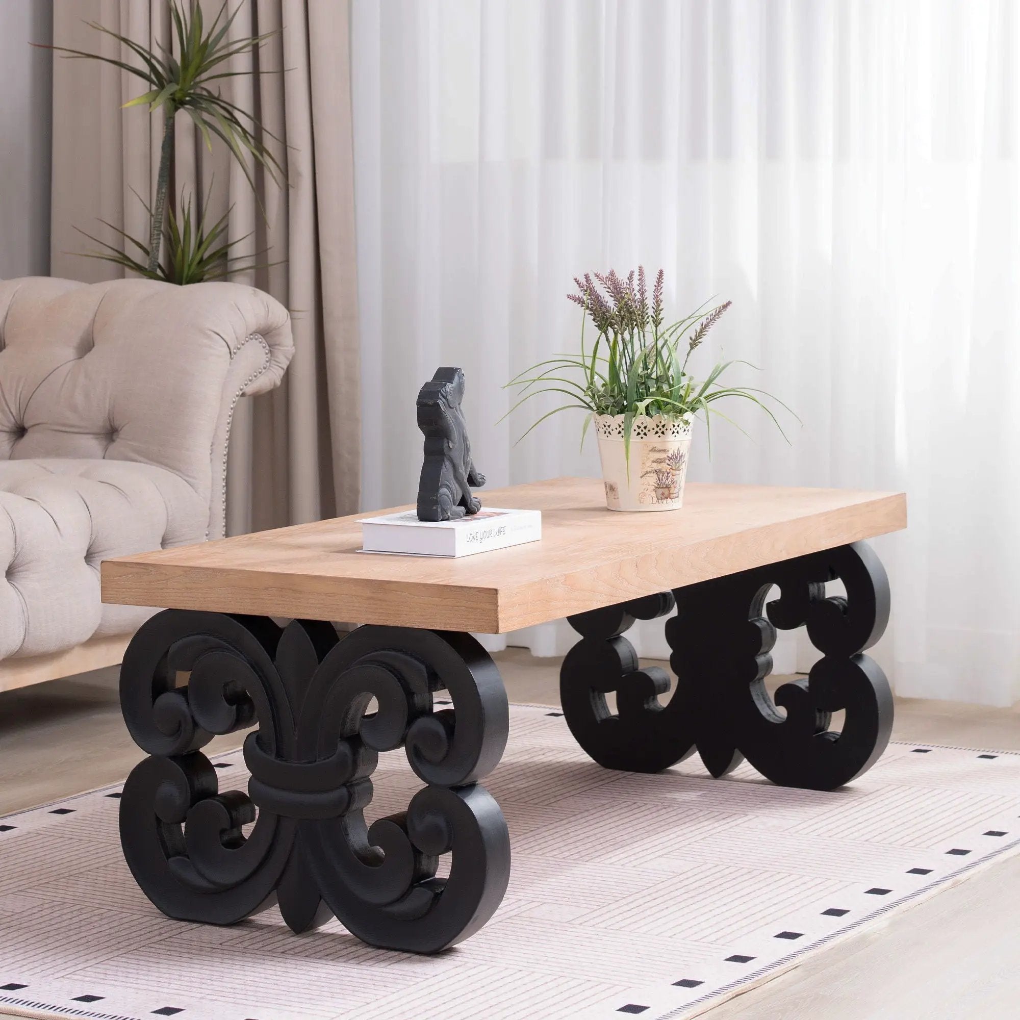 Ornate Scroll Base Coffee Table by Unique Piece Furniture