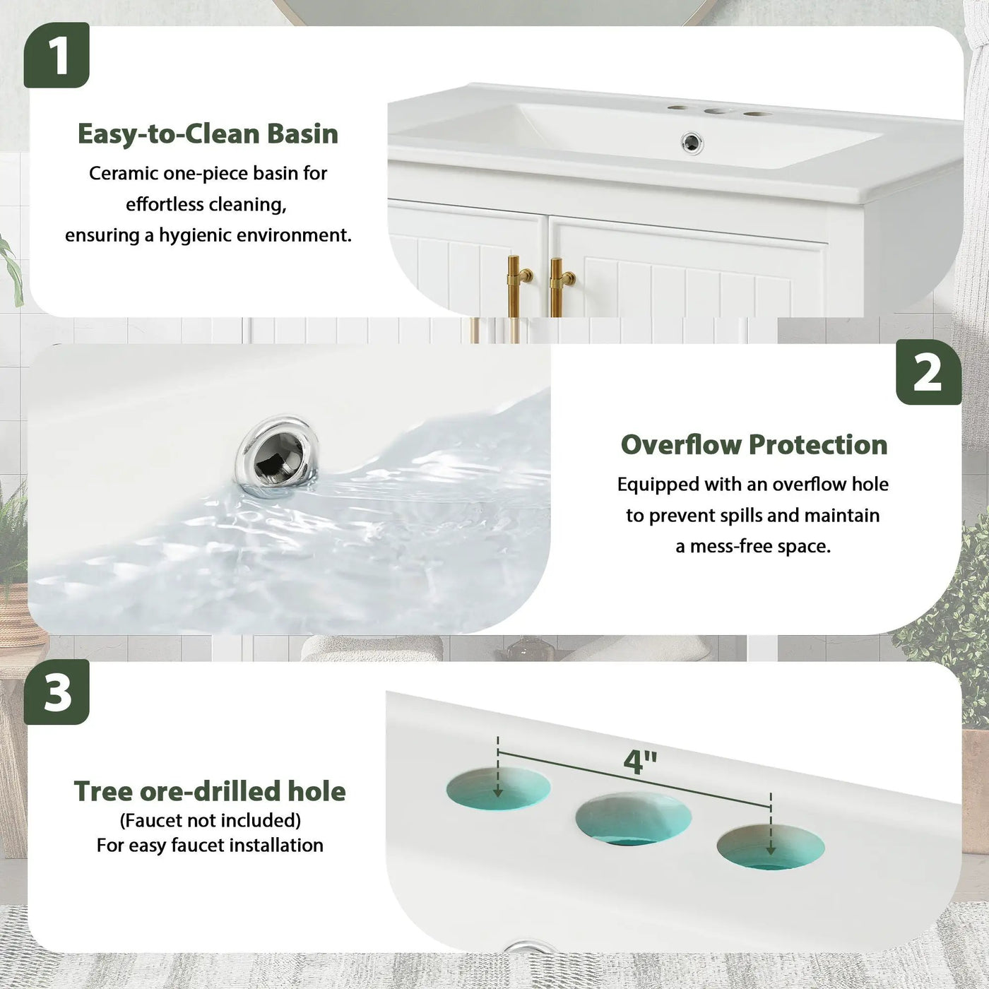 Elegant Bathroom Vanity With Ceramic Sink And Versatile Storage by HouseOfZazla