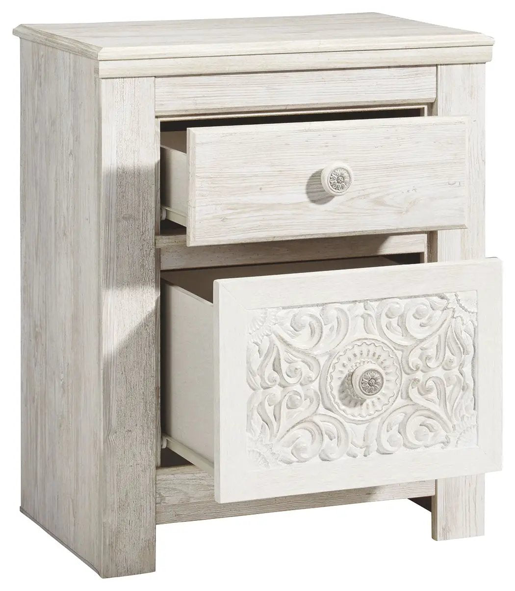 Paxberry - Two Drawer Night Stand - Whitewash by Unique Piece Furniture