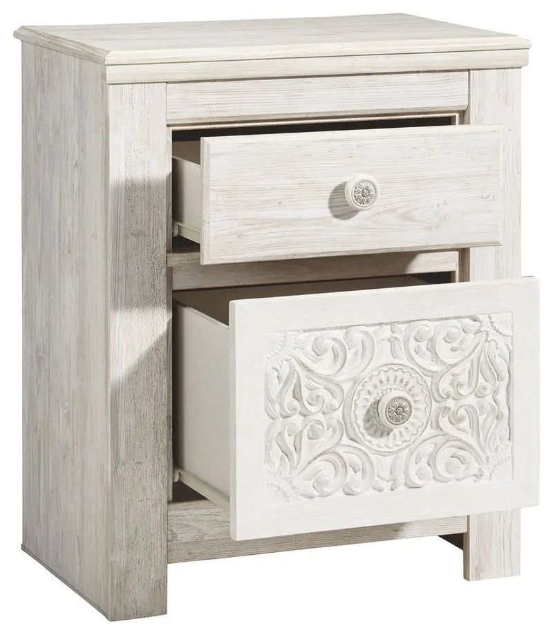 Paxberry - Two Drawer Night Stand - Whitewash by Unique Piece Furniture
