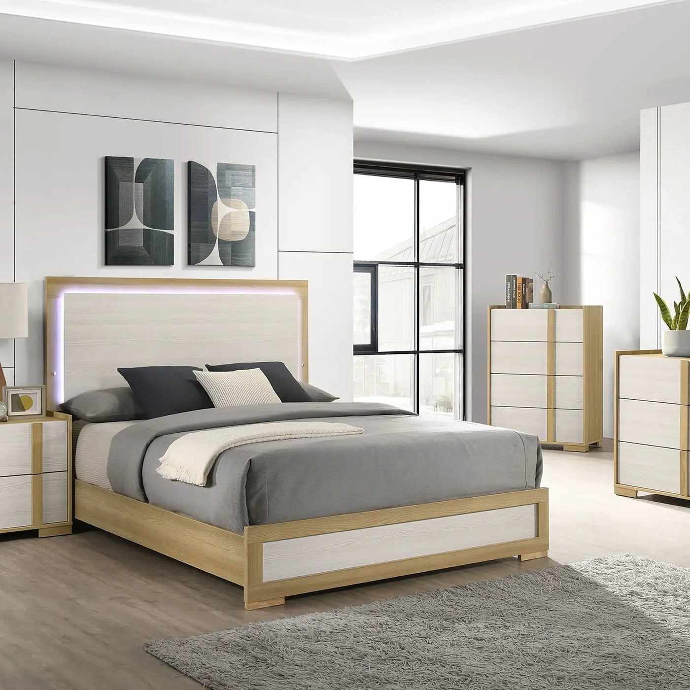 Lincoln - LED Panel Bed With Touch Light Headboard by HouseOfZazla