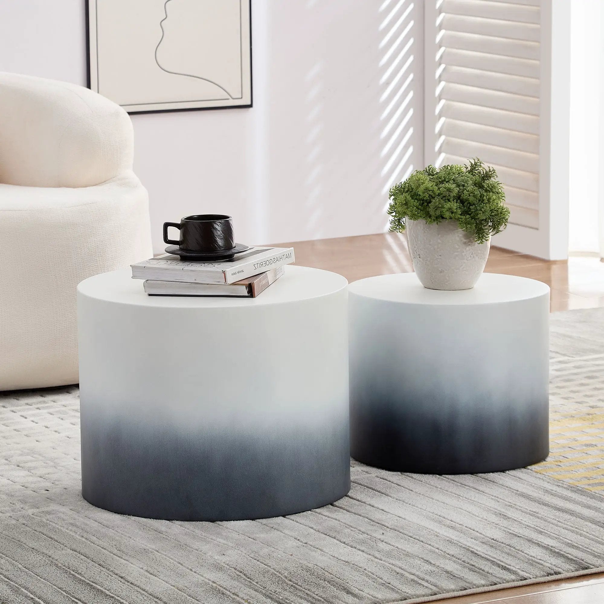MDF with Ash/Oak/Walnut Veneer Nesting Table Set of 2 by HouseOfZazla