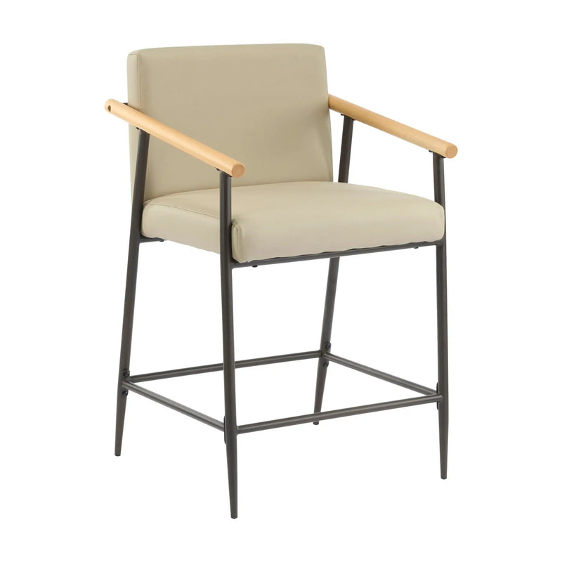 Mid Century Modern Counter Stool Set with Espresso Metal Frame - Khaki by HouseOfZazla