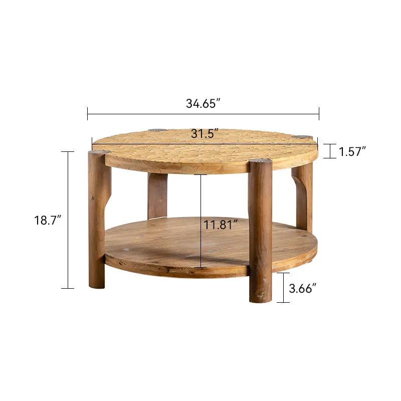 Round Coffee Table with Solid Wood for Living Room by HouseOfZazla
