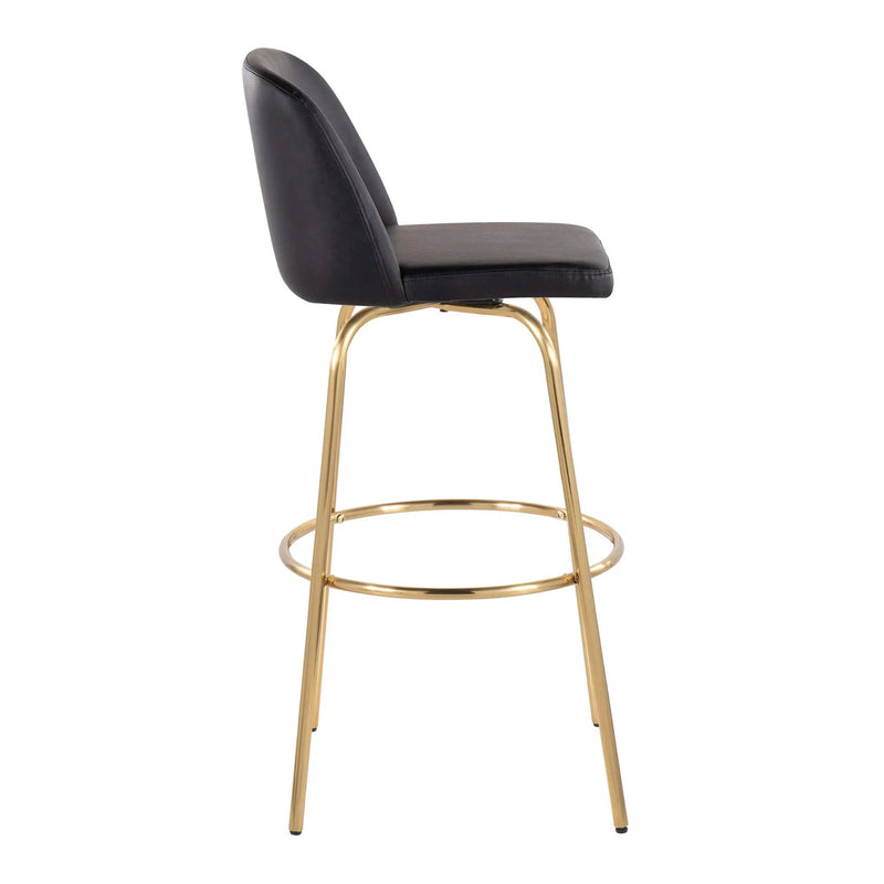 Toriano - Contemporary Fixed Height Barstool With Swivel And Round Footrest (Set of 2) by HouseOfZazla