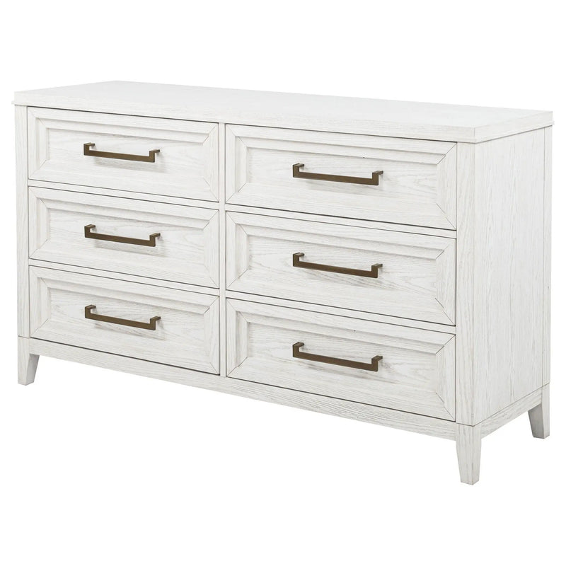 Marielle 6-drawer Bedroom Dresser Distressed White by Unique Piece Furniture