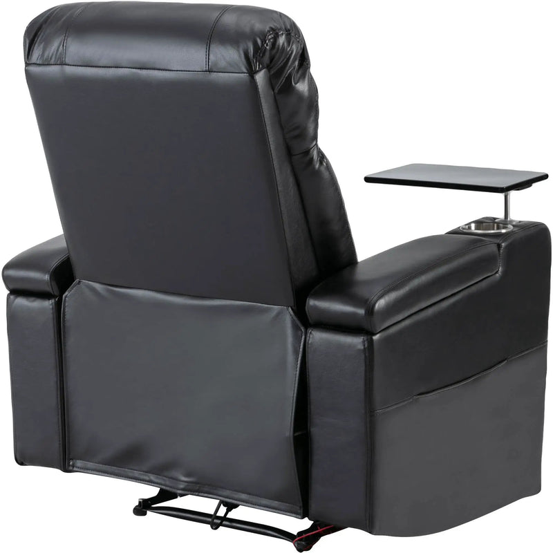 Premium Power Recliner & Storage Arms, Cupholders, Swivel Tray Table And Cell Phone Stand - Black by HouseOfZazla