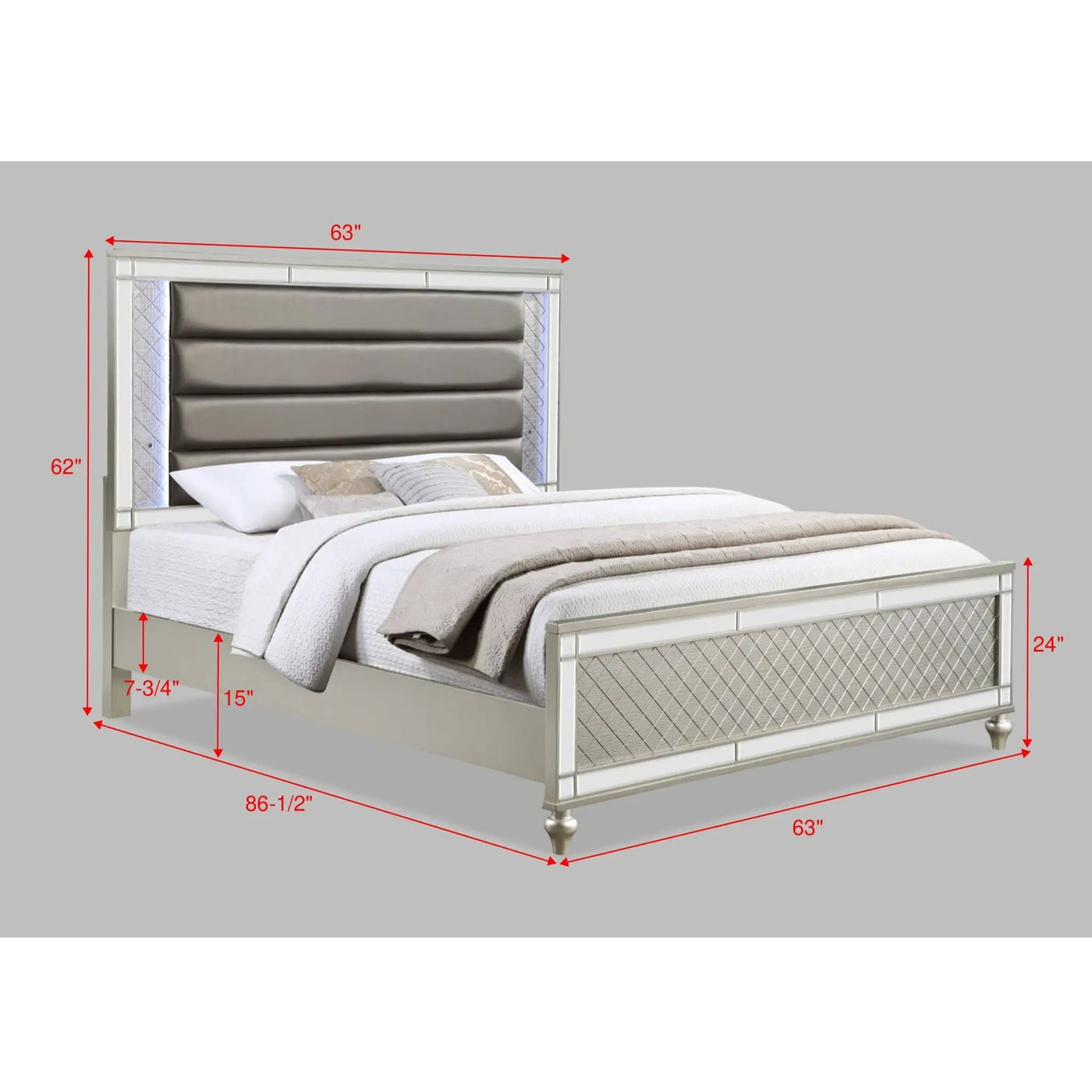 Modern Panel Bed Wit Tufted Design And Integrated LED Lighting by HouseOfZazla