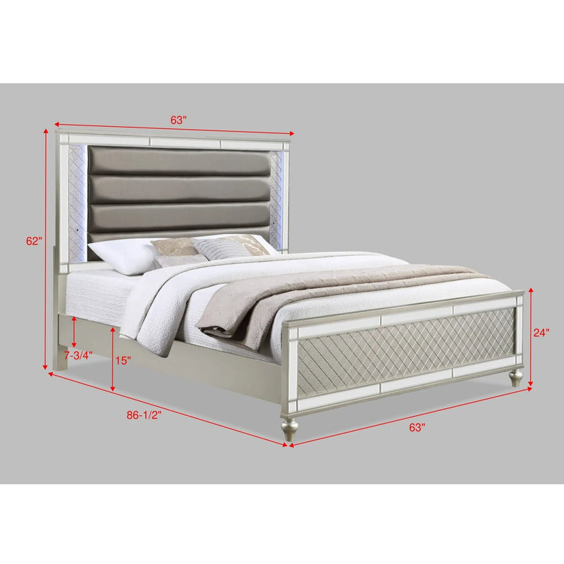 Modern Panel Bed Wit Tufted Design And Integrated LED Lighting by HouseOfZazla