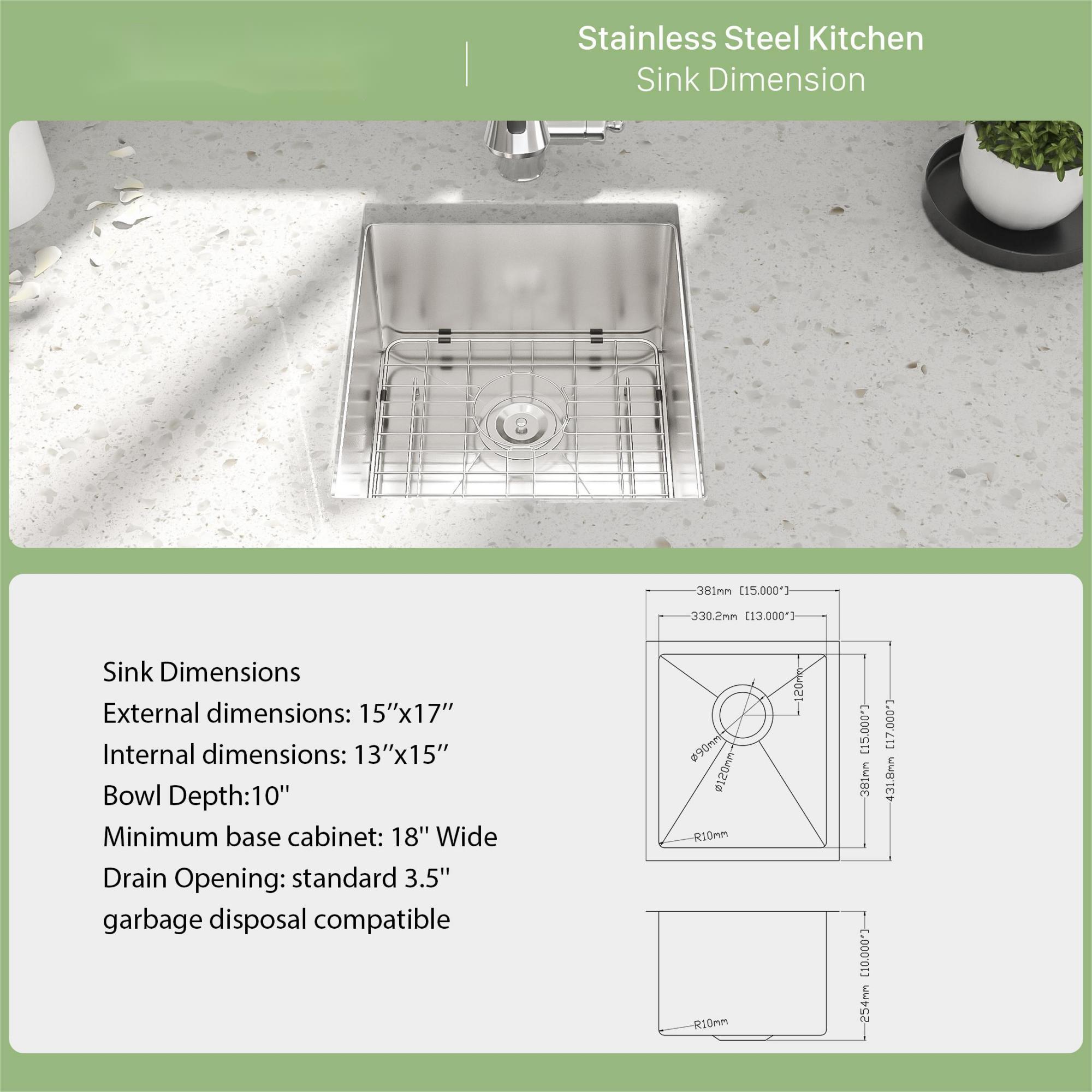 Modern Undermount Stainless Steel Kitchen Sink 16 Gauge, Deep Single Bowl by HouseOfZazla