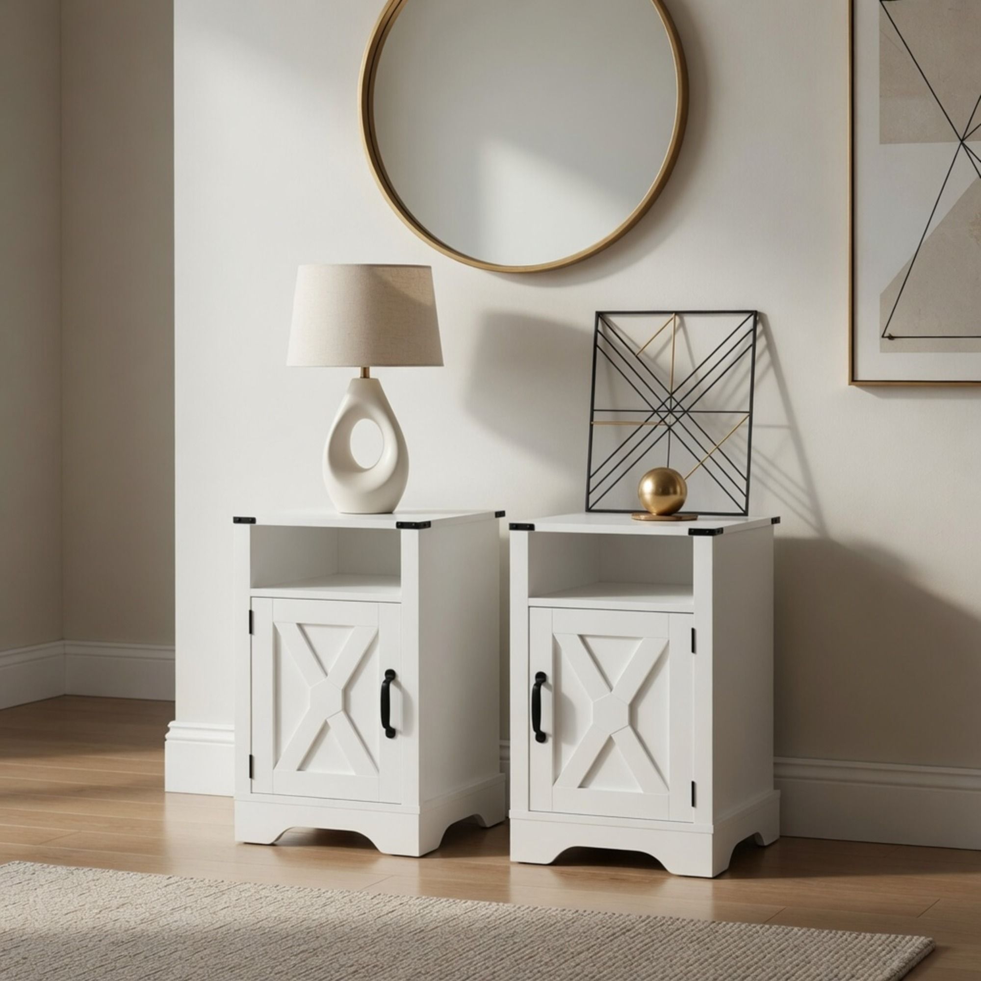 Farmhouse Nightstand, Charging Station & Storage by HouseOfZazla