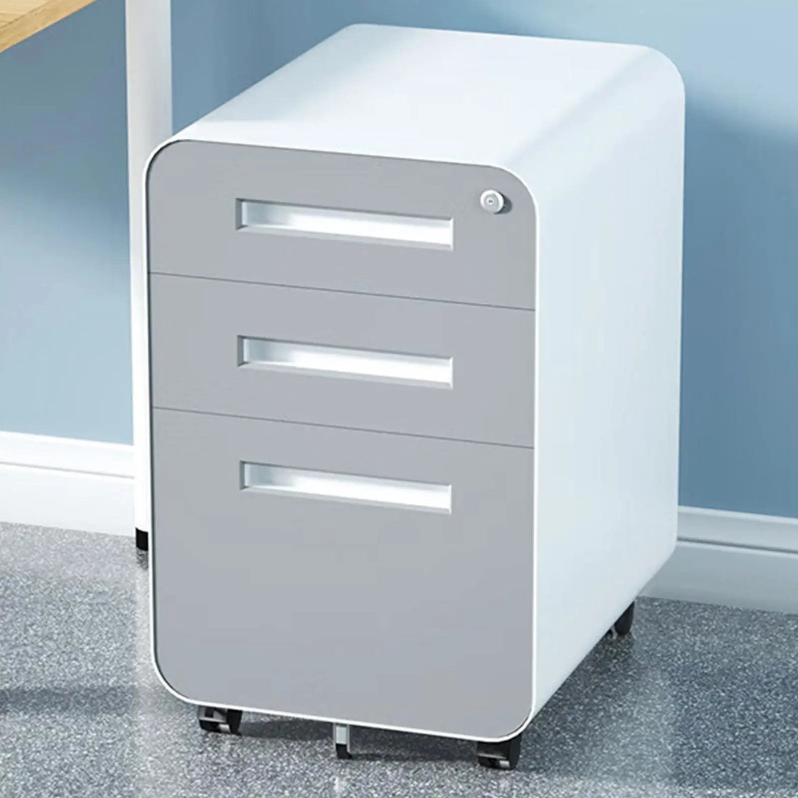 3 Drawer Mobile File Cabinet Under Desk Office, Simple Style Versatile Storage Cabinet For Legal / Letter / A4 Files, 5 Wheel Design Anti-Tilting Cold Rolled Steel Waterproof Moisture-Proof by HouseOfZazla