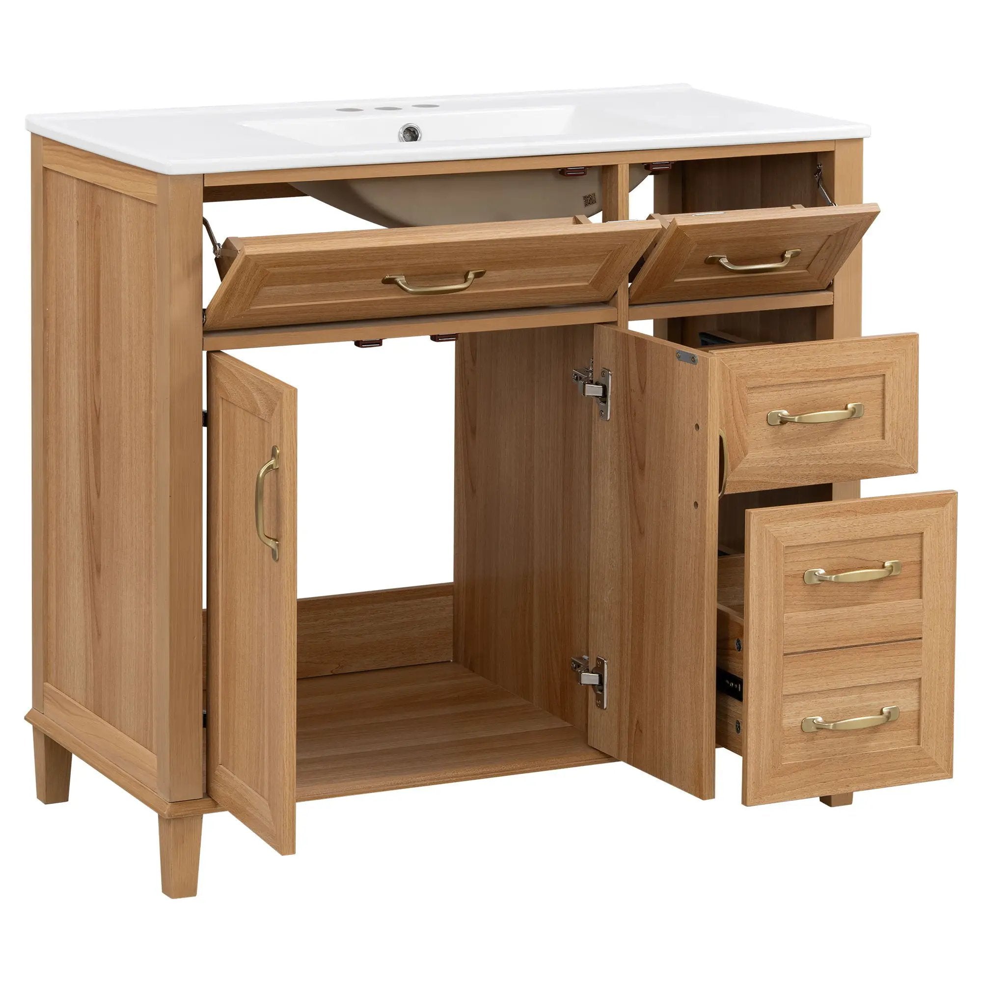 Bathroom Vanity With Sink, Soft Close Doors & Drawers - Wood by HouseOfZazla
