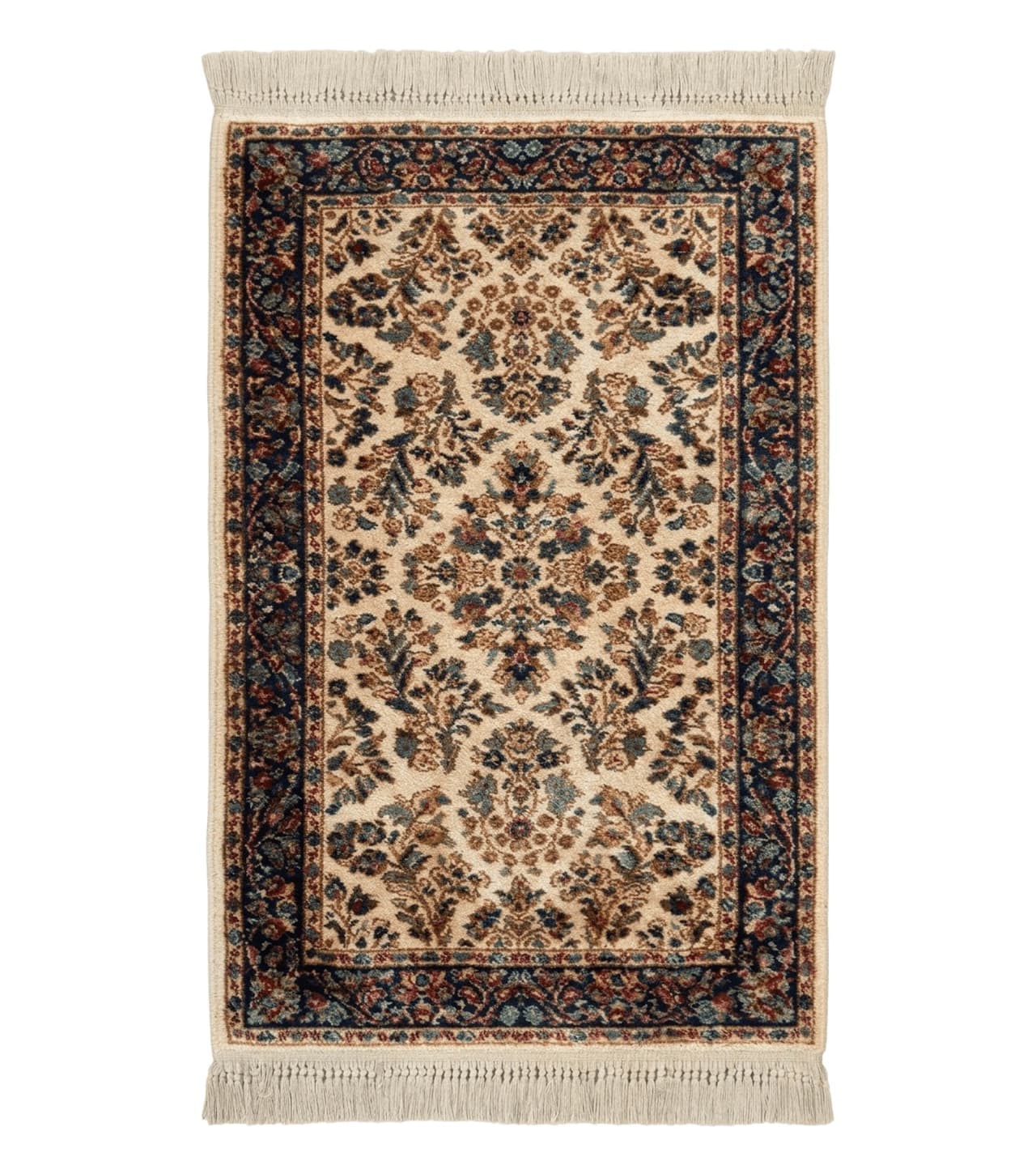Karastan Rug 2.6 x 4, Karastan Ivory Sarouk #760, Vintage Wool Pile Small Karastan Carpet, Original Collection 700 Series Discontinued by Jewel Rugs