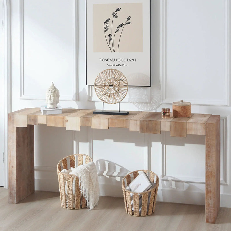 Modern Rustic Table With Sculpted Block Design by Unique Piece Furniture