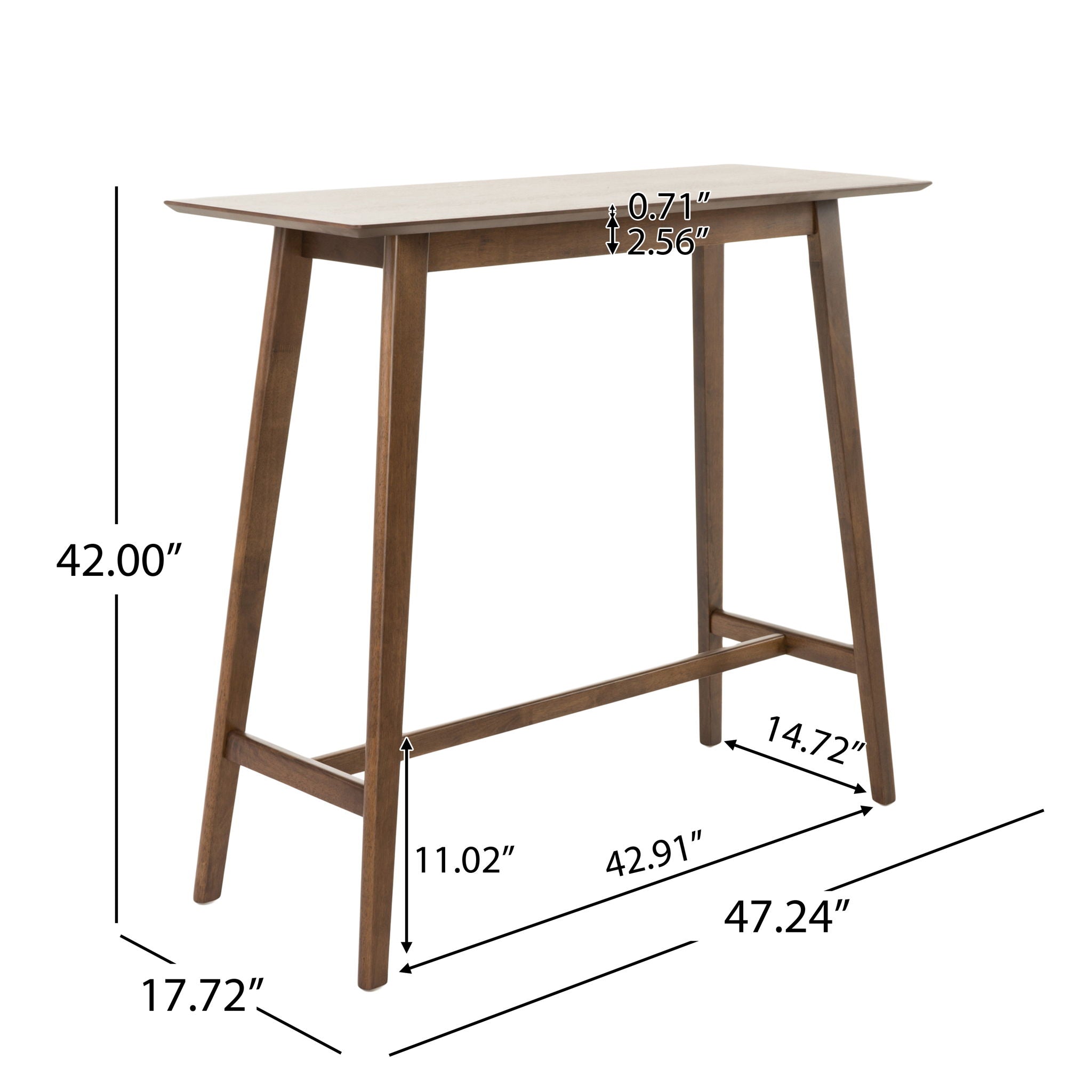 Bar Height Dining Table With Splayed Legs And Elongated Rectangular Top by HouseOfZazla