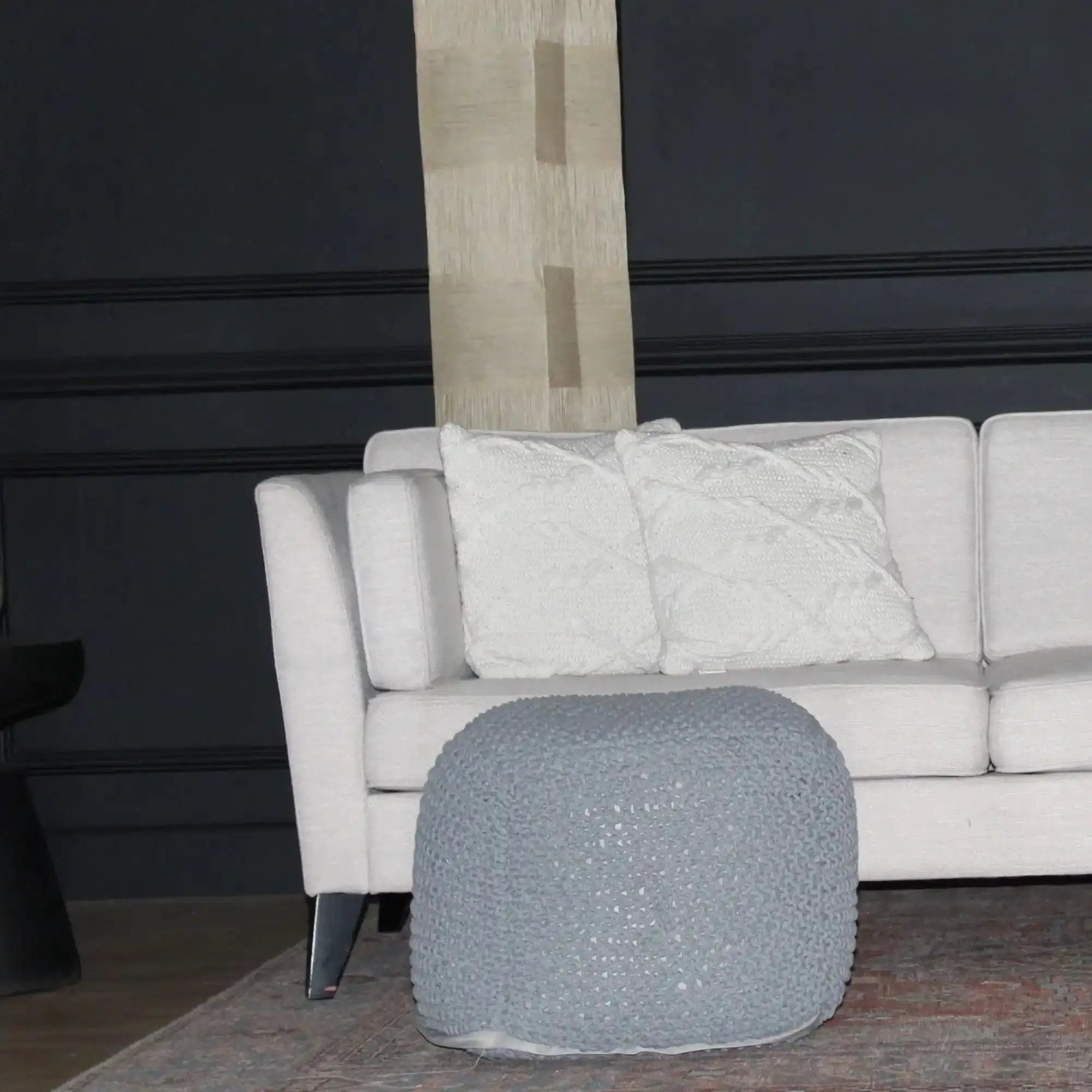 Semi Rounded Pouf Cable Knitted Perfect Seating by HouseOfZazla