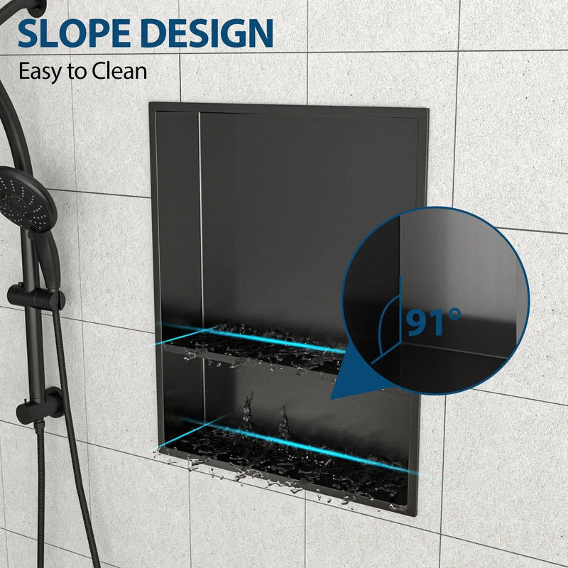Modern Stainless Steel Shower Niche Double Shelf For Bathroom by HouseOfZazla