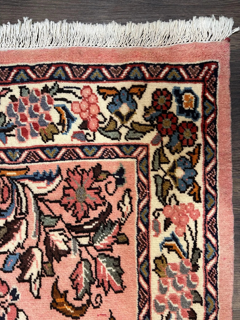 Persian Sarouk Runner Rug 2.9 x 13.6, Wool Floral Hand Knotted Runner by Jewel Rugs