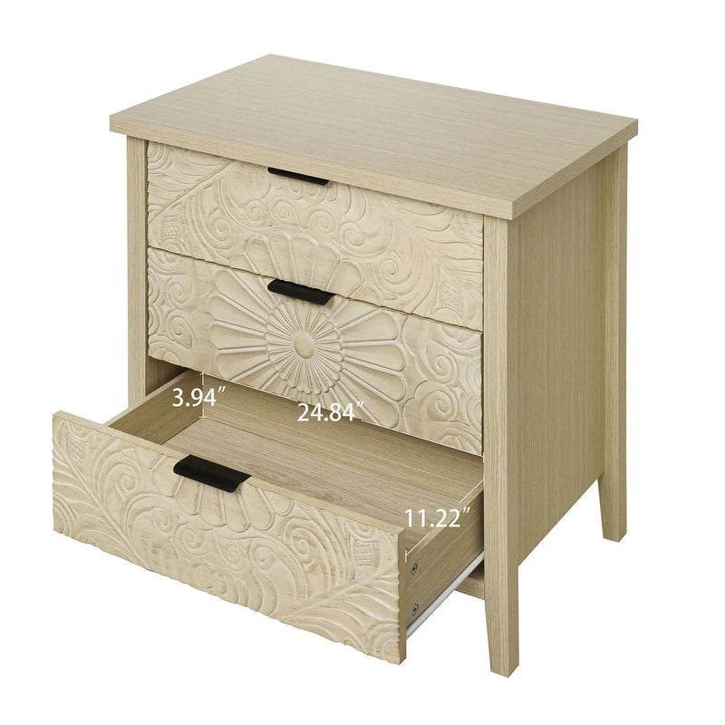 3 Drawer Cabinet - Natural Wood Finish by HouseOfZazla