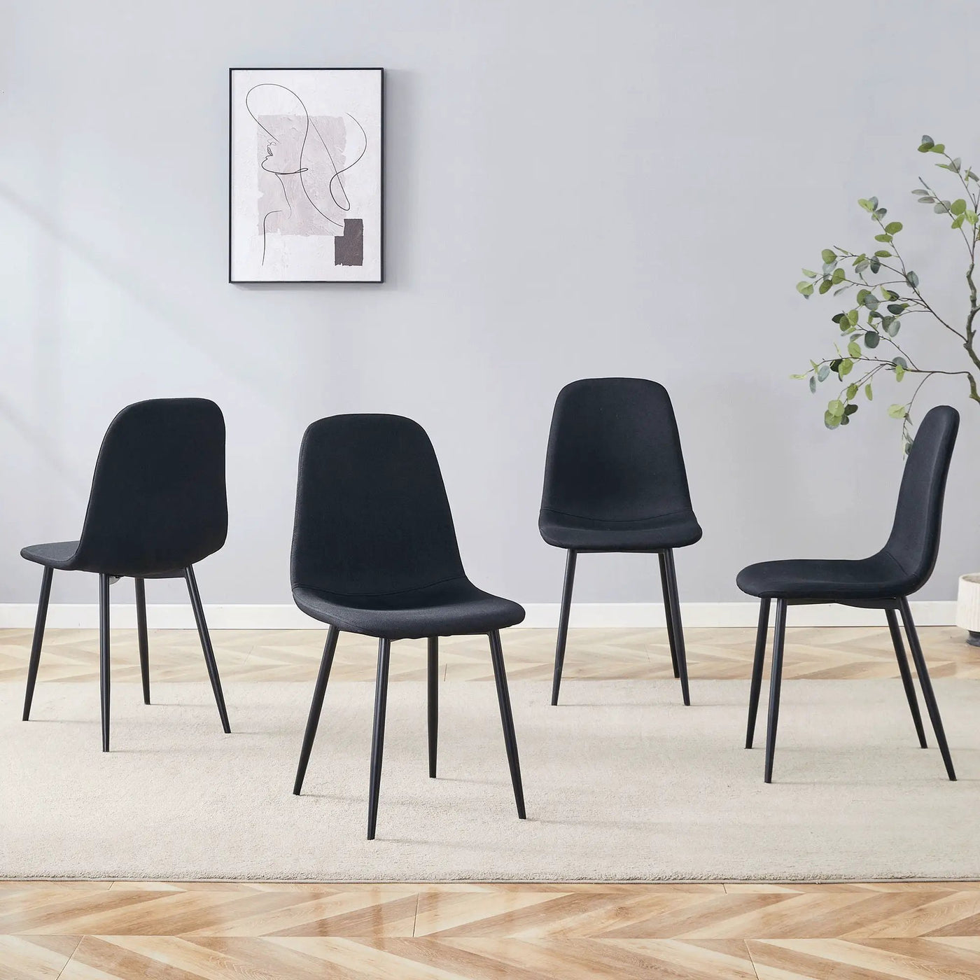 Modern Medieval Style Cushioned Side Chairs Set With Metal Legs For Kitchens by HouseOfZazla