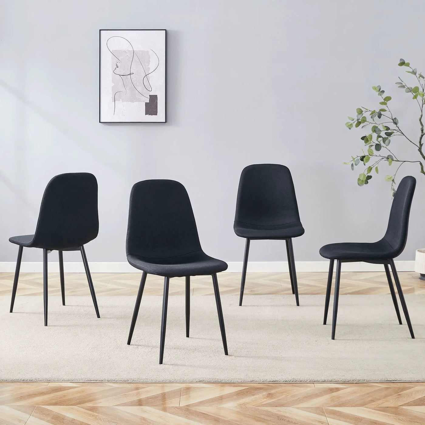 Modern Medieval Style Cushioned Side Chairs Set With Metal Legs For Kitchens by Unique Piece Furniture