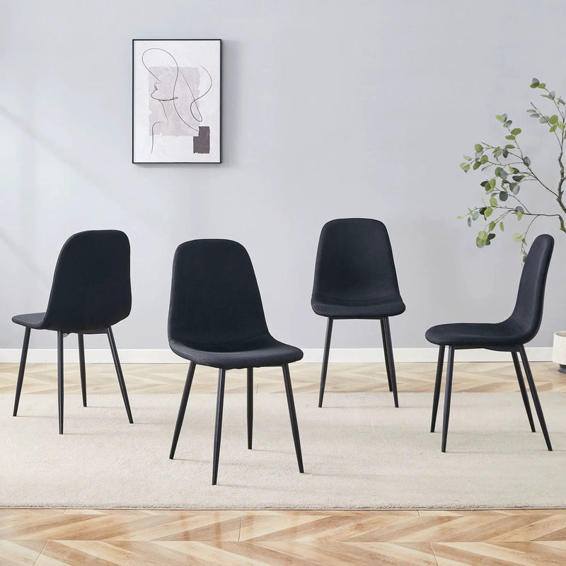 Modern Medieval Style Cushioned Side Chairs Set With Metal Legs For Kitchens by HouseOfZazla