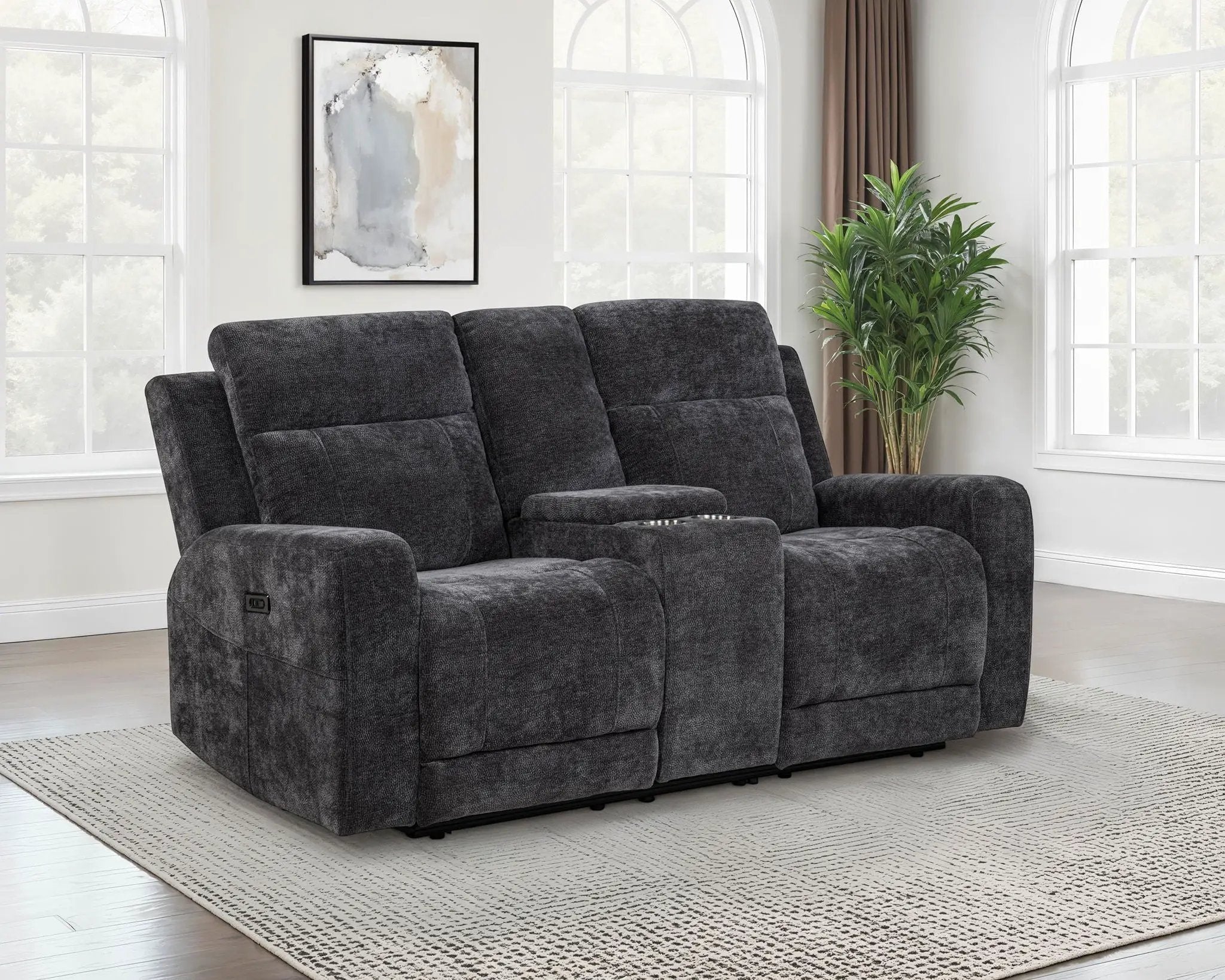 Kennett Chenille Upholstered Power Reclining Loveseat Grey by Unique Piece Furniture