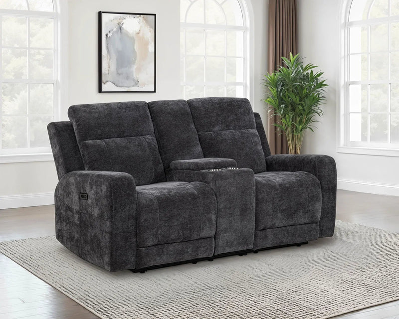 Kennett Chenille Upholstered Power Reclining Loveseat Grey by Unique Piece Furniture