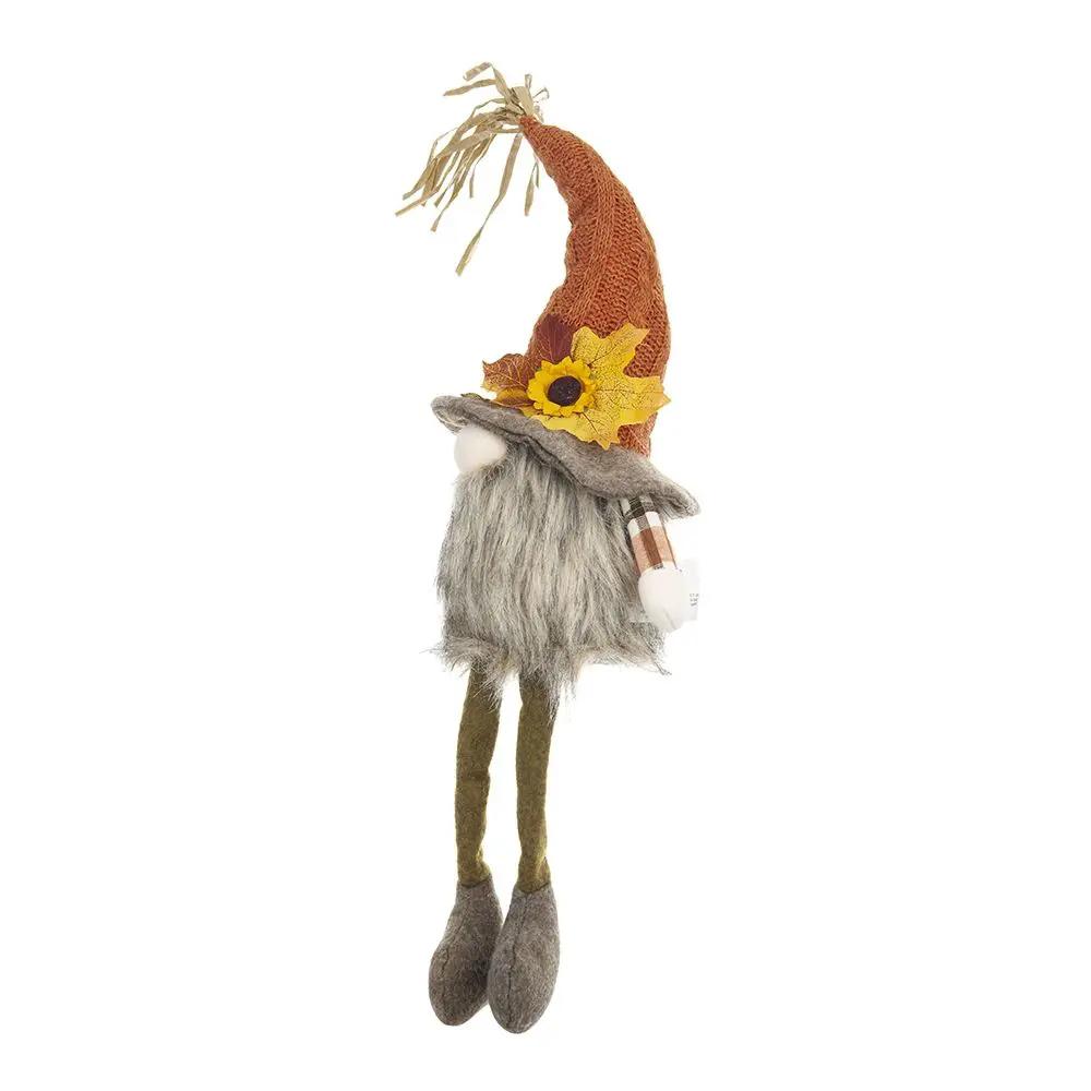 Sitting Gnome With Maple Leaf On Hat, For Holiday Harvest Festival Fall Festival & Thanksgiving Table Decorations (Set of 2) - Orange Multi by HouseOfZazla