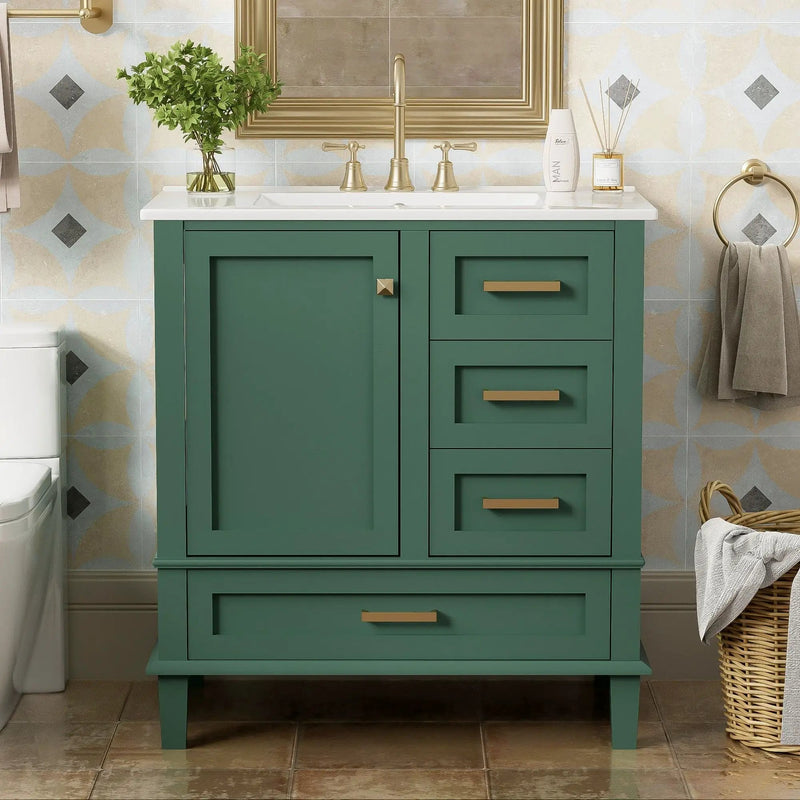 Bathroom Vanity, Modern Bathroom Cabinet With Sink Combo Set, Bathroom Storage Cabinet With A Soft Closing Door And 3 Drawers, Solid Wood Frame by Unique Piece Furniture