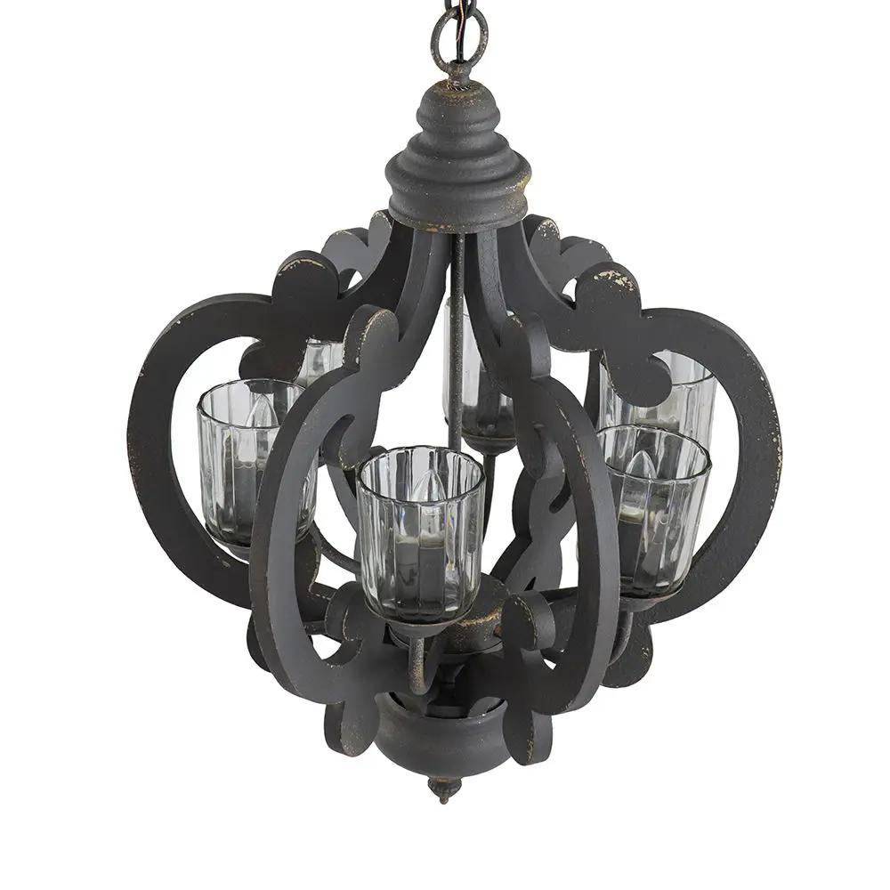 Farmhouse Chandelier, 6 Light Wood Chandelier Pendant Light Fixture With Adjustable Chain For Dining Room Living Room Entryway, Bulb Not Included by Unique Piece Furniture