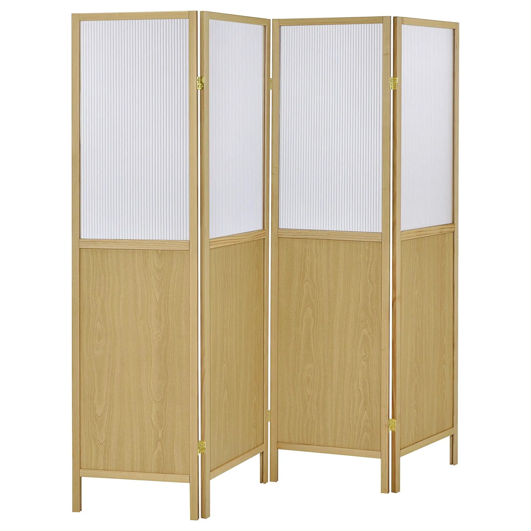 Mattison 4-Panel Room Divider Folding Shoji Screen Natural by Unique Piece Furniture
