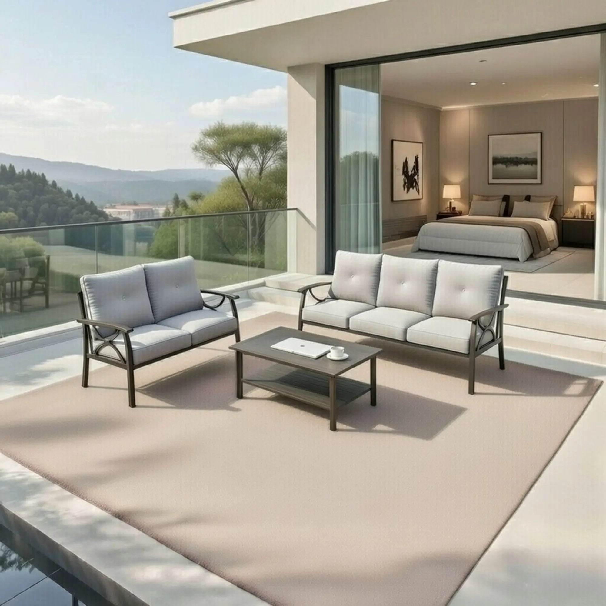 Patio Furniture Set with Coffee Table and Cushions for Backyard by HouseOfZazla