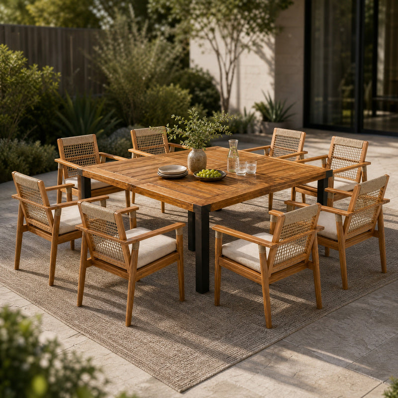9-Piece Acacia Wood Outdoor Dining Set by HouseOfZazla